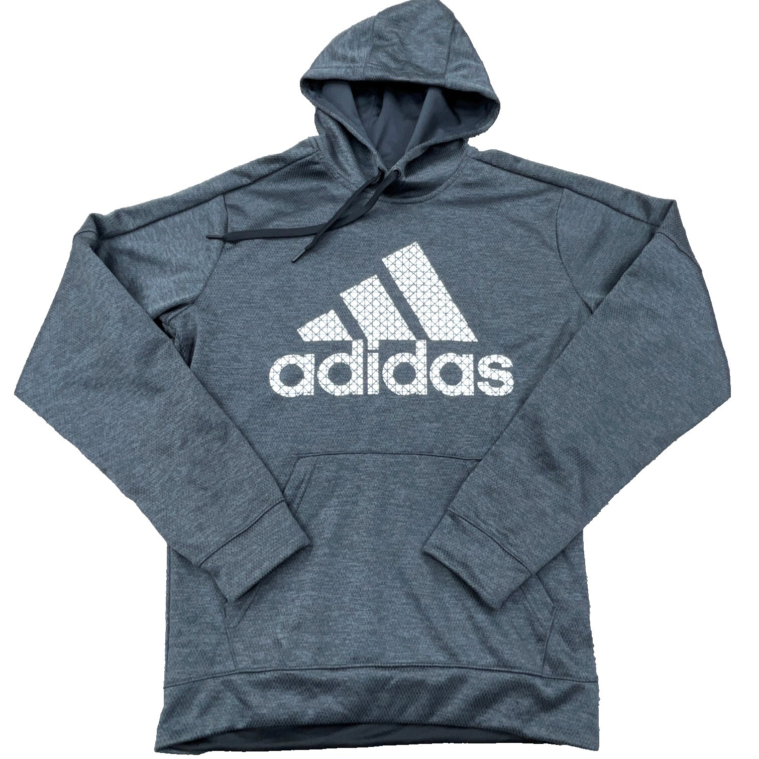 Adidas Hoodie Men Medium Gray Clima Lite Performance Sweatshirt Spell Out A31